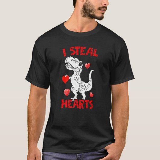 T-shirt Drôle Je vole Coeur mignon Saint Valentin Dino Lov (Devant)