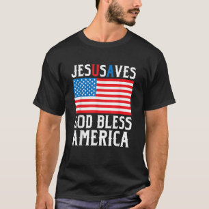 T-shirt Drôle Jésus Christ Design Jésus Saves USA Dieu Ble