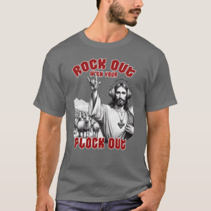 T-shirt Drôle Jesus Rock Out avec votre troupeau