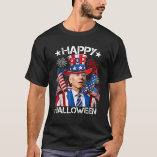 T-shirt Drôle Joe Biden 4 juillet Happy Halloween Firewo