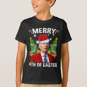 T-shirt Drôle Joe Biden Noël Santa Hat Joyeux 4e De E
