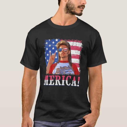 T-shirt Drôle Joe_Dirt's Merica 4 juillet American Flag (Devant)
