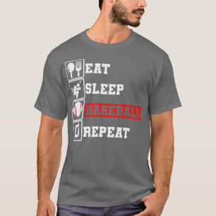 T-shirt Drôle joueur de baseball Mange Sleep Baseball Répé