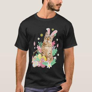 T-shirt Drôle joyeuses Pâques mignon chat lapin oeufs pani