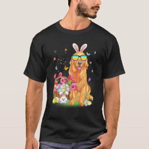 T-shirt Drôle Joyeuses Pâques Mignon Lapin Golden Retrieve