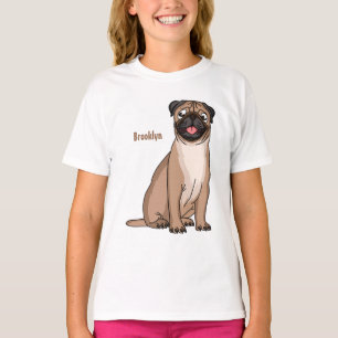 T-shirt Drôle joyeux dessin animé de chien de carlin
