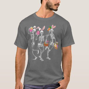 T-shirt Drôle Joyeux Jour de Pâques Danser Skeleton Bunny 