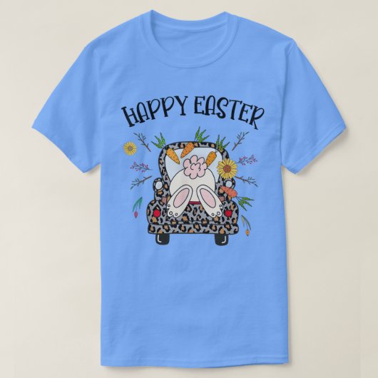 T-shirt Drôle Joyeux Lapin De Pâques En Empreinte de léopa (Design devant)