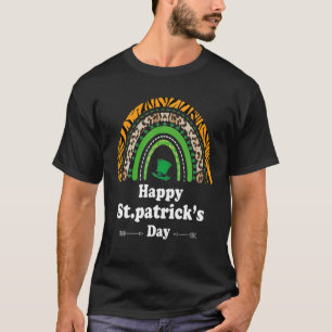 T-shirt Drôle Joyeux St Patrick's Day Cool Rainbow Leopard