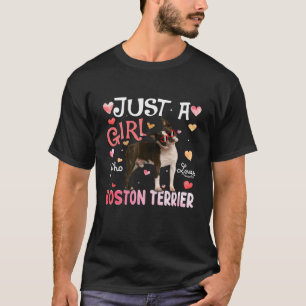 T-shirt Drôle Juste Fille Aime Boston Terrier Lunettes de