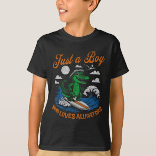 T-shirt Drôle Juste Un Garçon Qui Aime Les Alligators Surf