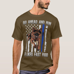 T-shirt Drôle K 9 Handler de police Cadeau Mince Ligne Bl
