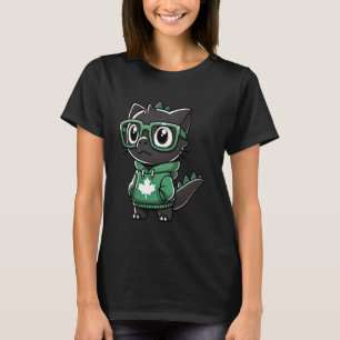 T-shirt Drôle Kaiju Cat T-rex Jour du Canada Drapeau Canad