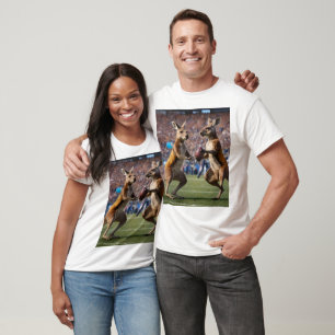 T-shirt Drôle Kangaroos Australien Jouant Au Football,