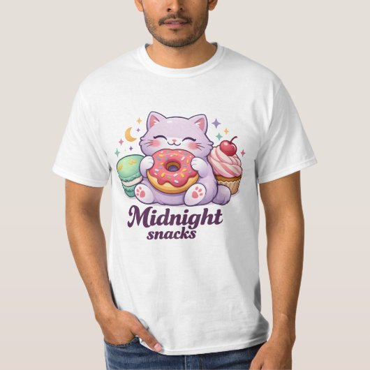 T-Shirt Drôle Kawaii Chat Violet (Devant)