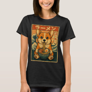 T-shirt Drôle Kawaii Ramen Corgi Nouilles Japonaises Corgi