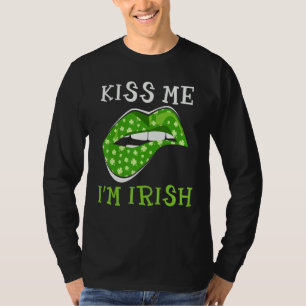 T-shirt Drôle Kiss Me I M Irlandais Lips St Patrick S Day