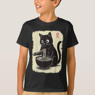 T-shirt Drôle Kitten Manger Ramen Japonais Kawaii Anime Ca