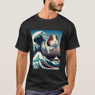 T-shirt Drôle La Grande Vague de Guinée Cochon Anime Japon
