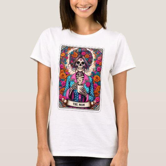T-shirt Drôle La Maman Squelette Tarot (Devant)