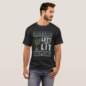T-shirt Drôle, laide pull Hanoukka Sweater, Lit Menorah (Devant entier)