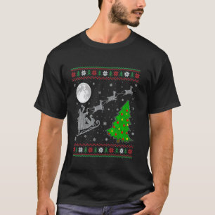 T-shirt Drole Lama Noël Éclairage Arbre Santa à Cheval L