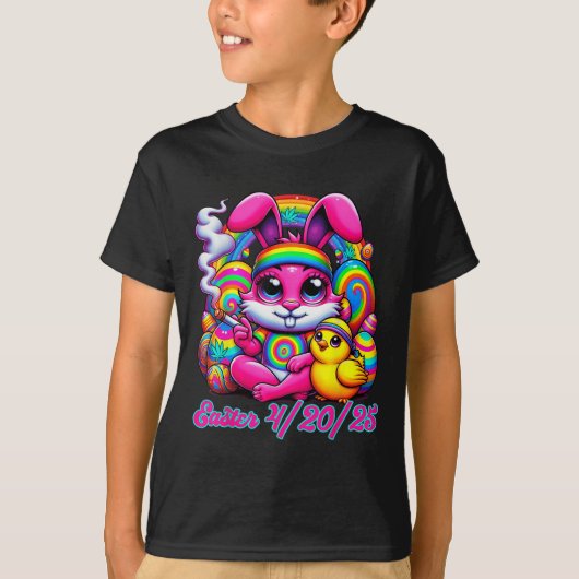 T-shirt Drôle lapin de Pâques Fumer (Devant)