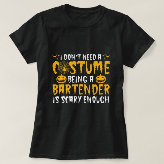 T-shirt Drôle Le barman D'Halloween est effrayant (Design devant)