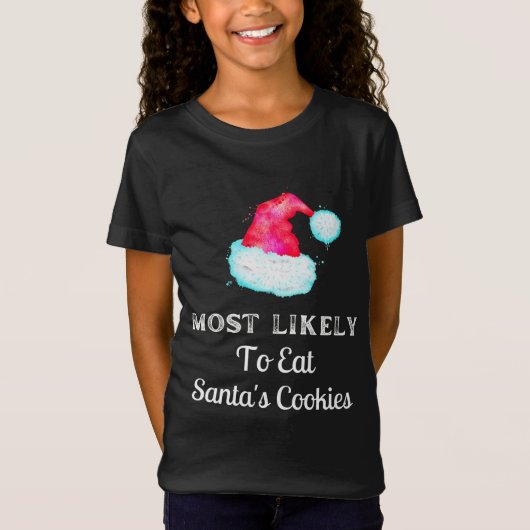 T-Shirt Drôle Le Plus Probable À Père Noël Cookies (Devant)
