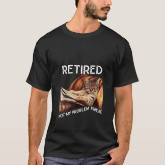 T-shirt Drôle Lecture Chat Journal Retraité Pas Mon Problè