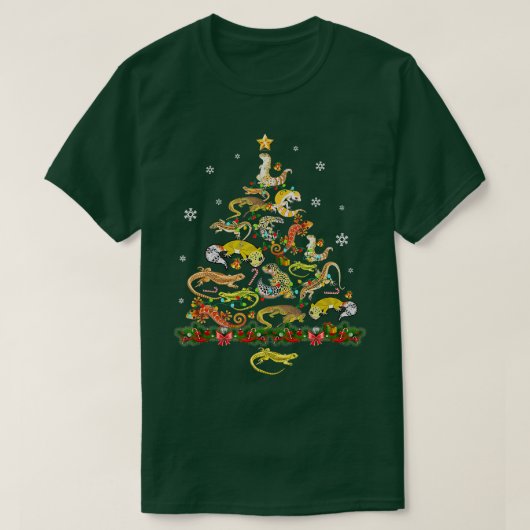 T-shirt Drôle Leopard Gecko Décor Ornement Arbre de Noël (Design devant)