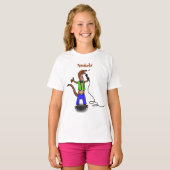 T-shirt Drôle lézard chantant avec bande dessinée de micro (Devant entier)