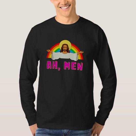 T-shirt Drôle LGBT Ah Homme Jésus Gay pride Arc-en-ciel (Devant)