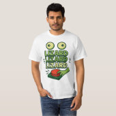 T-shirt Drôle Liant Vert Lizard appuyer sur Bouton Son (Devant entier)