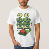 T-shirt Drôle Liant Vert Lizard appuyer sur Bouton Son (Devant)