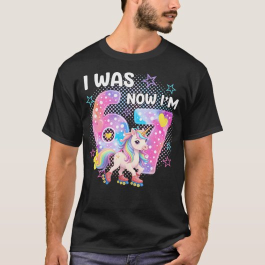 T-shirt Drôle Licorne Qui Roule Anniversaire 7 Ans J'avais (Devant)