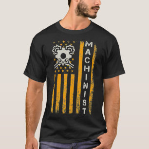 T-shirt Drôle Machiniste Le Drapeau US de l'ingénieur méca