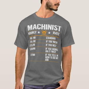 T-shirt Drôle Machiniste Taux Horaire Taux De Travail