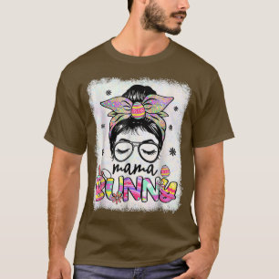T-shirt Drôle Mama Bunny Messy Bun Cheveux Famille de la f