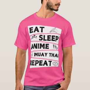 T-shirt Drôle Manger Sleep Anime Muay Thai Repeat Muay Tha