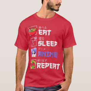 T-shirt Drôle Manger Sleep Anime Répéter Anime Japon Manga