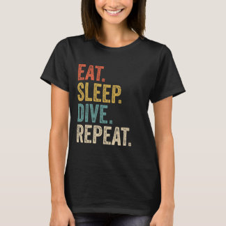 T-shirt Drôle Manger Sleep Dive Répéter Plongée Scuba Plon
