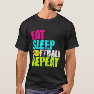 T-shirt Drôle Manger Sleep Softball