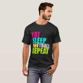 T-shirt Drôle Manger Sleep Softball (Devant entier)