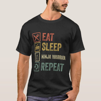T-shirt Drôle manger sommeil ninja guerrier répétition rét