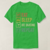 T-shirt Drôle mangez dormir patin à glace répéter rétro vi (Design devant)