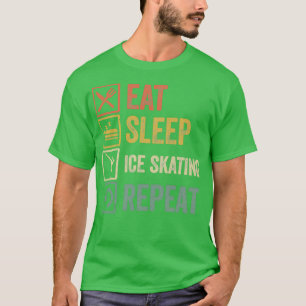 T-shirt Drôle mangez dormir patin à glace répéter rétro vi