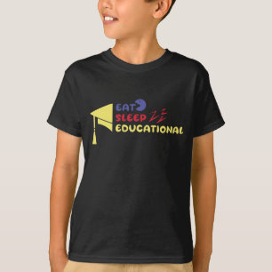 T-shirt Drôle mangez le sommeil éducatif avec simple icône