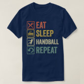 T-shirt Drôle mangez le sommeil handball répétition rétro (Design devant)