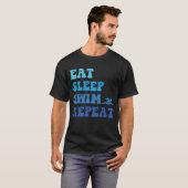 T-shirt Drôle Mangez Sleep Swim Répéter - Idée Cool pour l (Devant entier)